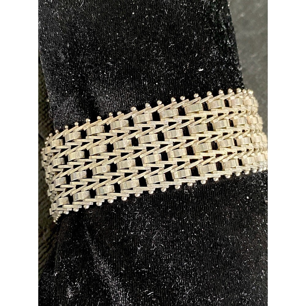 VTG 37.73 Grams MILOR Modernist Riccio .925 Sterling Silver 7 .5” Wide Bracelet